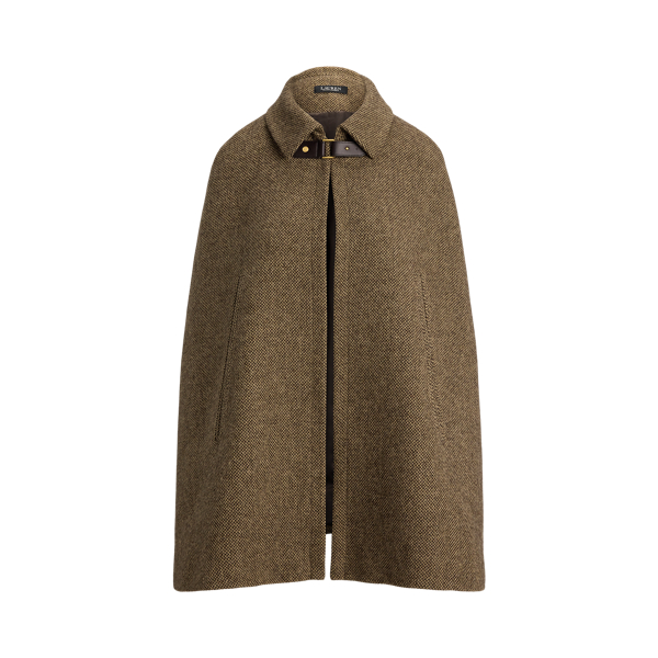 Buckle-Trim Wool-Blend Twill Cape