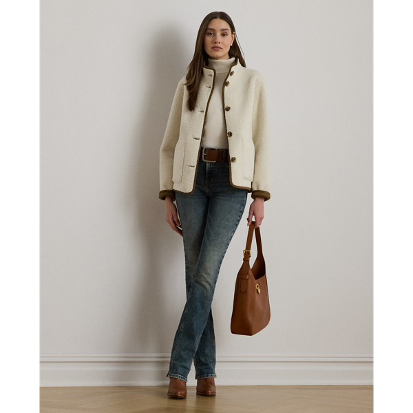 Faux-Shearling Funnelneck Coat