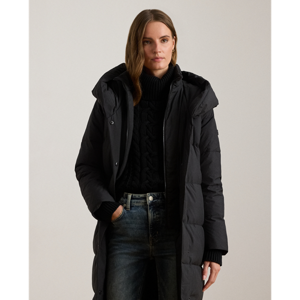 Oversize-Collar Quilted Down Coat