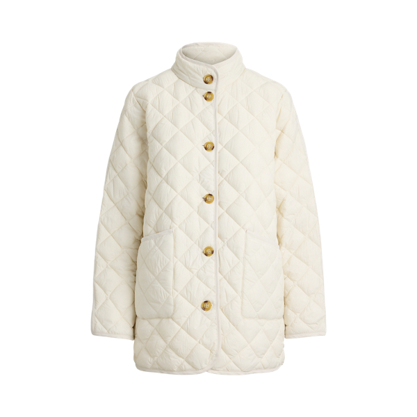 Oversize-Collar Quilted Down Coat