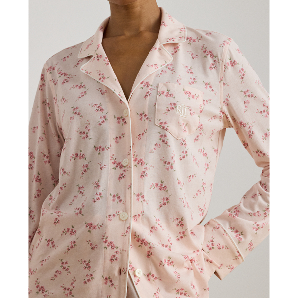 Blush Floral Floral Cotton-Blend-Jersey Sleep Set Lauren Petite 5