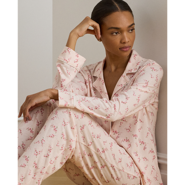 Blush Floral Floral Cotton-Blend-Jersey Sleep Set Lauren Petite 6