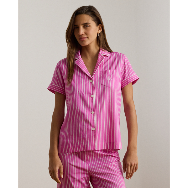 Pink Stripe Striped Jersey Cropped Sleep Set Lauren Petite 3