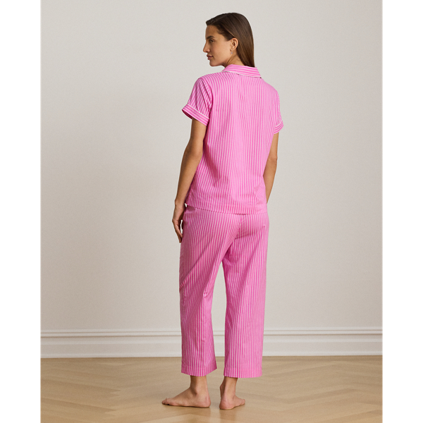 Pink Stripe Striped Jersey Cropped Sleep Set Lauren Petite 4