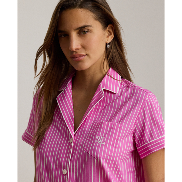 Pink Stripe Striped Jersey Cropped Sleep Set Lauren Petite 5