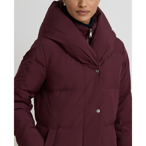 Quiltad dunkappa med oversize sjalkrage