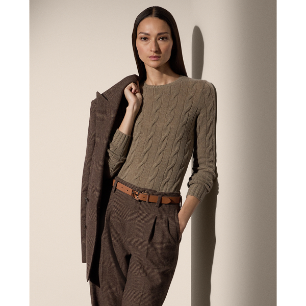 Dark Truffle Melange Cable-Knit Cashmere Sweater Ralph Lauren Collection 1