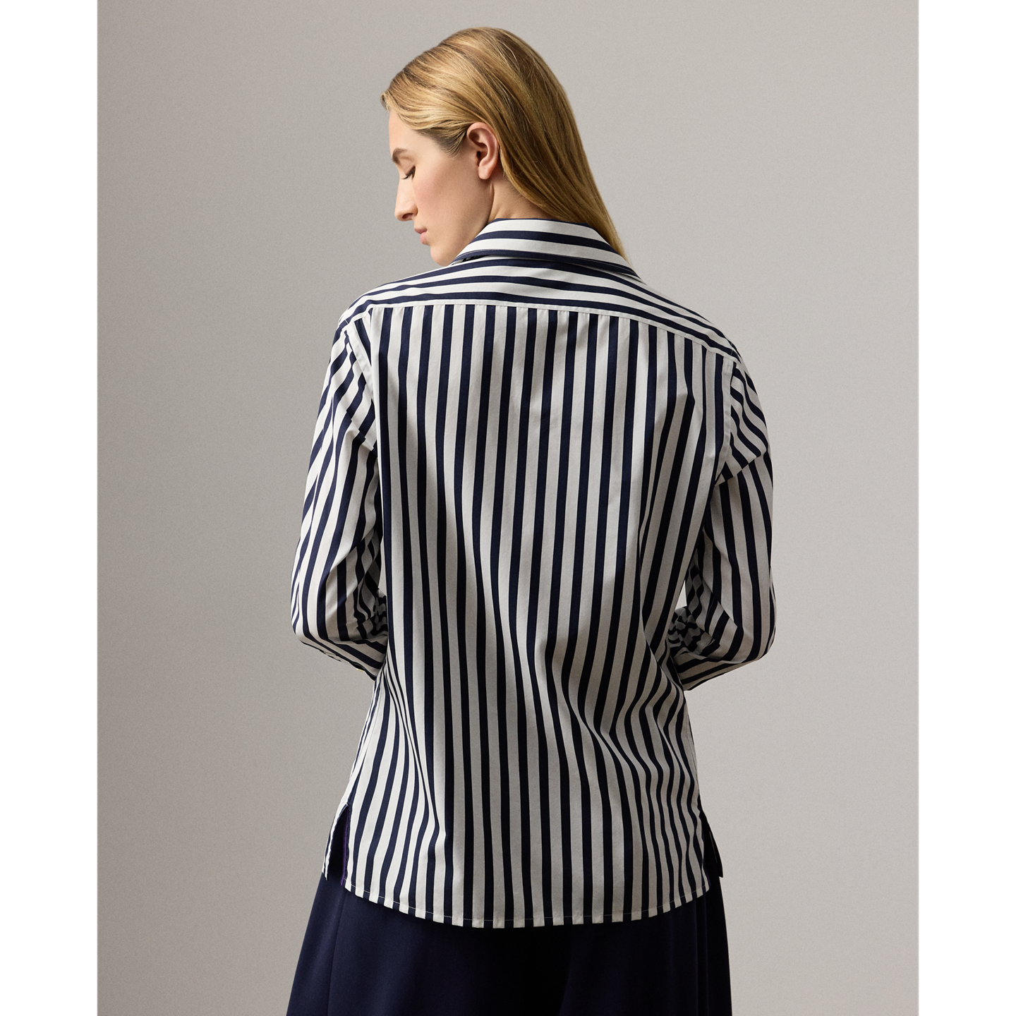 Женская рубашка Ralph Lauren Capri Relaxed Fit Striped Cotton, цвет: Тёмно-синий / Белый — фото 2