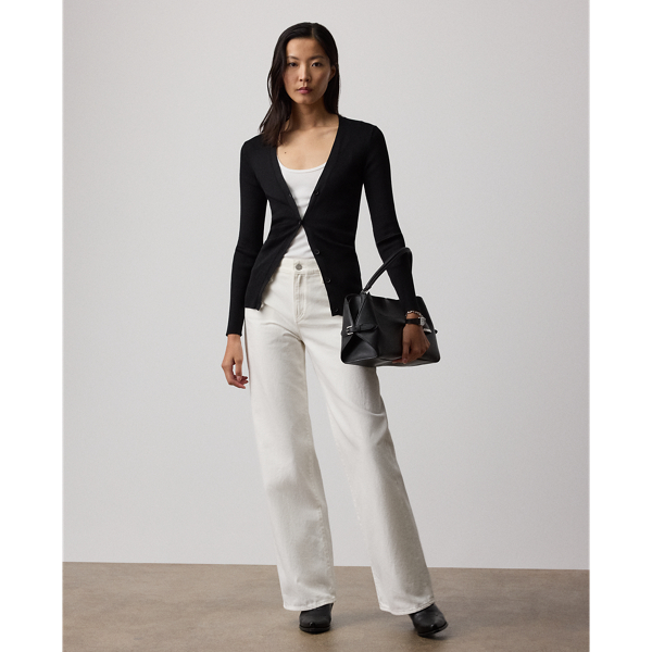 美品✨️D&G シルク100% スカル総柄 ドクロ リブニットカーディガン XL SALON adam et ropé(サロン アダム エ ロペ) / ローシルクリブニット