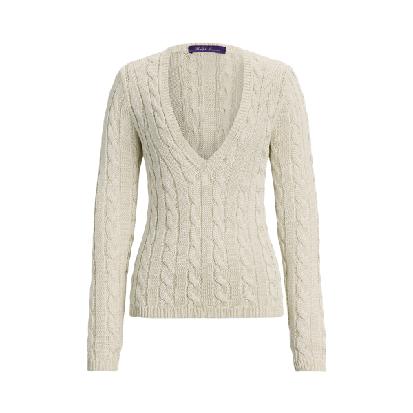 Pull col en V torsadé en soie