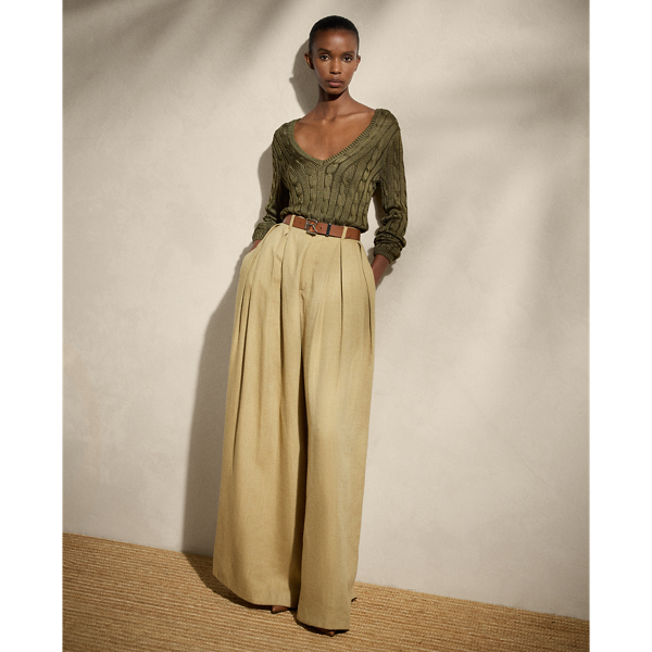Seidenpullover mit Zopfmuster Ralph Lauren Collection in Moos 4