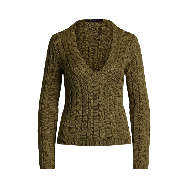 Seidenpullover mit Zopfmuster Ralph Lauren Collection in Moos 2