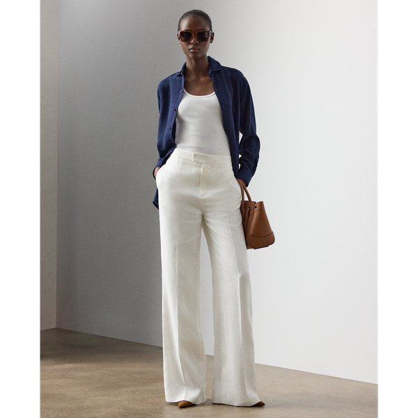 Chemise capri d&eacute;contract&eacute;e voile de lin Ralph Lauren Collection en Lux Navy 4