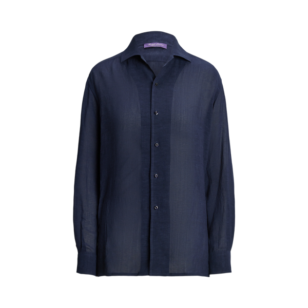 Chemise capri d&eacute;contract&eacute;e voile de lin Ralph Lauren Collection en Lux Navy 2