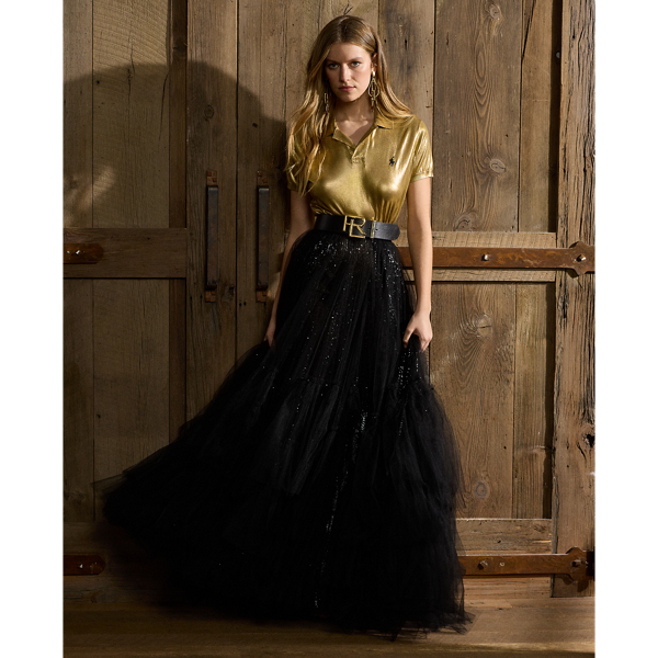 Black Daphne Embellished Tulle Maxiskirt Ralph Lauren Collection 1