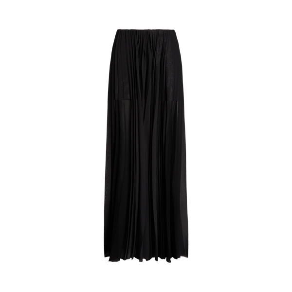 Black Mallorie Pleated Chiffon Pant Ralph Lauren Collection 1