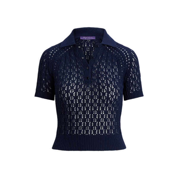 Pull polo &agrave; manches courtes soie boucl&eacute;e