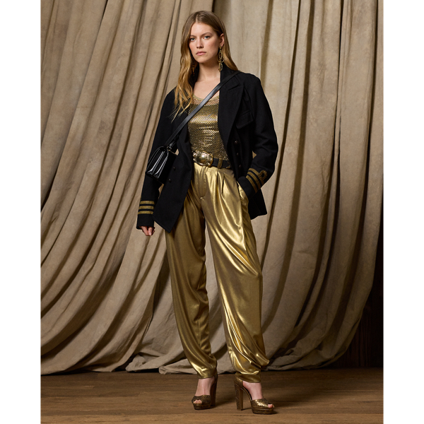 Gold Cassidy Foiled Georgette Pant Ralph Lauren Collection 1