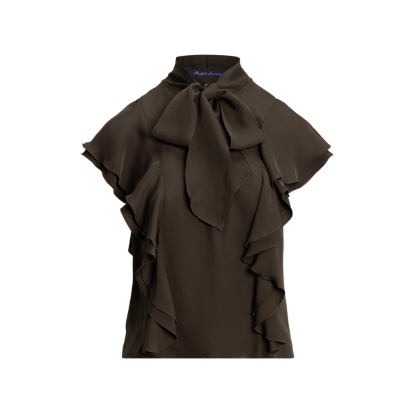 Malen Ruffled Washed Matte Satin Blouse