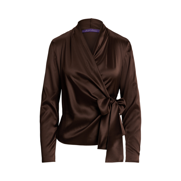Shea Stretch Silk Charmeuse Wrap Blouse