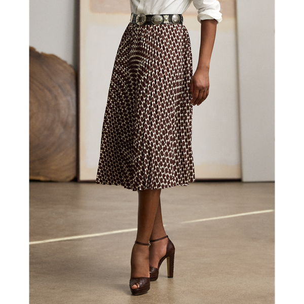 Trivelas Print Taffeta Pleated Skirt