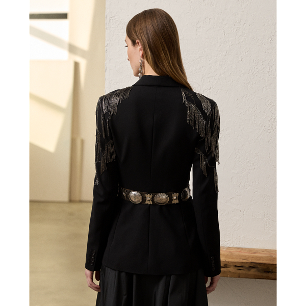 Black Tamara Embellished Wool Crepe Jacket Ralph Lauren Collection 5