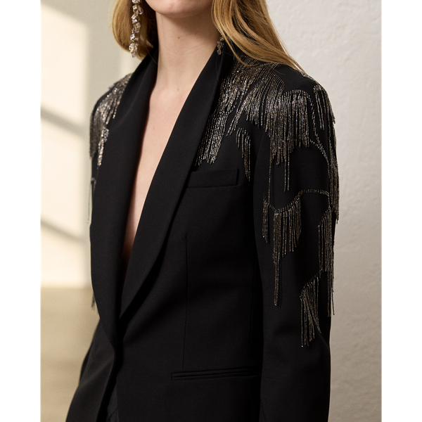 Black Tamara Embellished Wool Crepe Jacket Ralph Lauren Collection 6