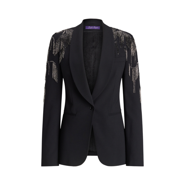 Black Tamara Embellished Wool Crepe Jacket Ralph Lauren Collection 2