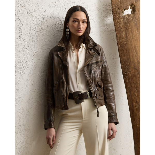 Ralph lauren ladies leather jacket best sale