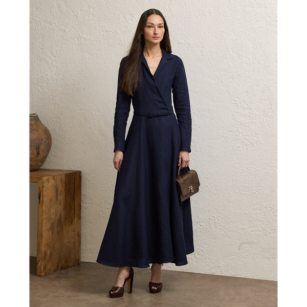 Lux Navy Aniyah Linen Day Dress Ralph Lauren Collection 1