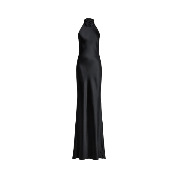 Ralph Lauren Women's Formal Dress Size 8 Black Silk and Velvet Long Evening Gown 2024