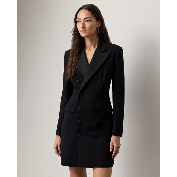 Robe de cocktail crois&eacute;e Cottrell Ralph Lauren Collection en Noir 4