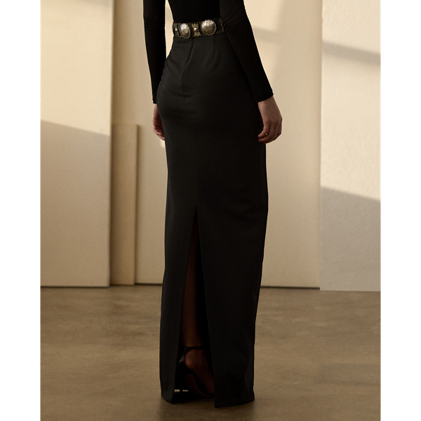 Black Nelson Wool Crepe Maxiskirt Ralph Lauren Collection 5