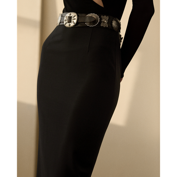 Black Nelson Wool Crepe Maxiskirt Ralph Lauren Collection 6