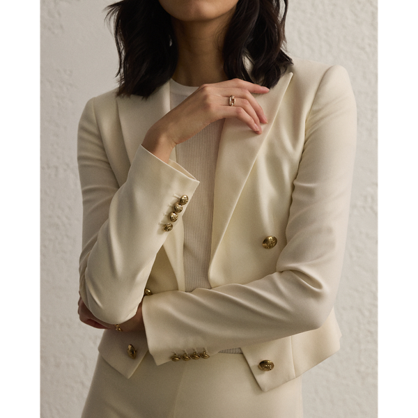 Lux Cream Spencer Wool Crepe Tuxedo Jacket Ralph Lauren Collection 6