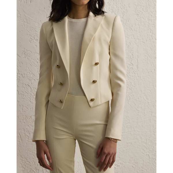 Lux Cream Spencer Wool Crepe Tuxedo Jacket Ralph Lauren Collection 7