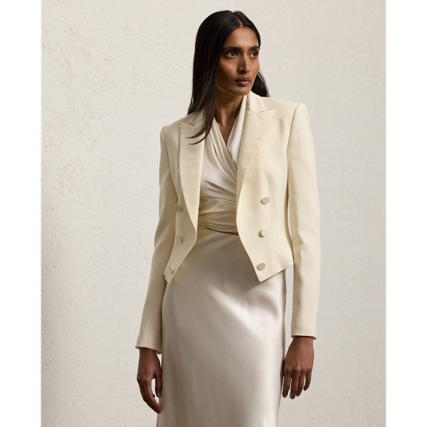 Lux Cream Spencer Wool Crepe Tuxedo Jacket Ralph Lauren Collection 1