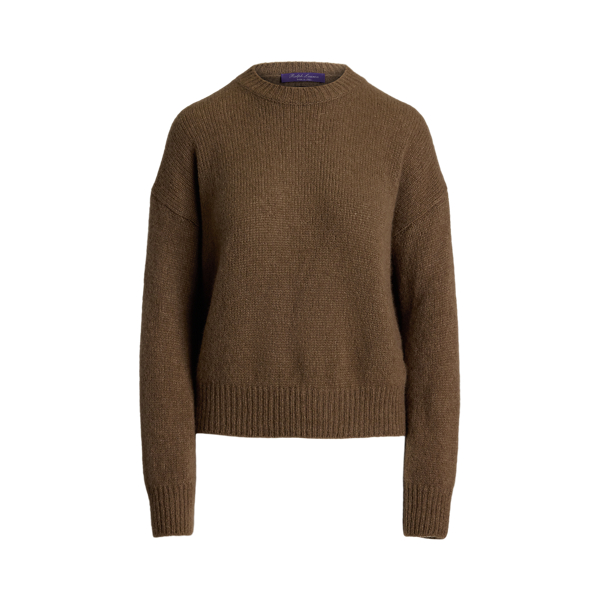 Taupe Melange Brushed Cashmere-Blend Sweater Ralph Lauren Collection 1