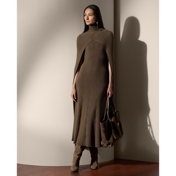 Taupe Melange Cashmere-Blend Sweater Day Dress Ralph Lauren Collection 1