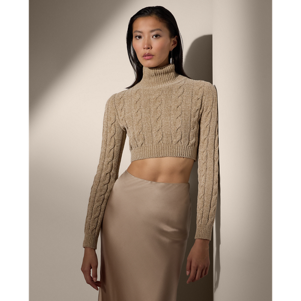 Mineral Silk-Blend Cropped Turtleneck Sweater Ralph Lauren Collection 1