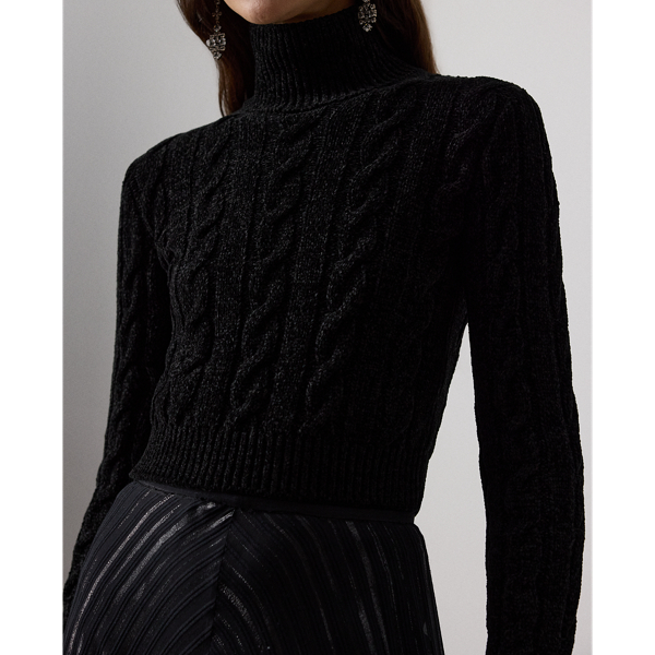 Silk-Blend Cropped Turtleneck Sweater