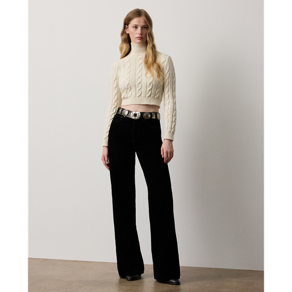 Lux Cream Silk-Blend Cropped Turtleneck Sweater Ralph Lauren Collection 4