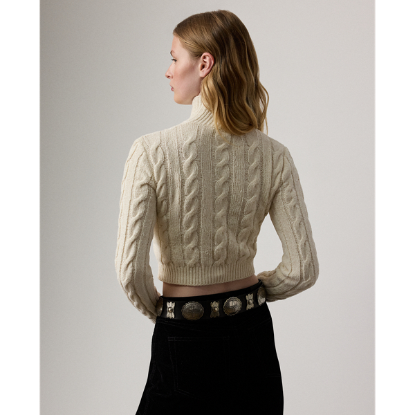 Lux Cream Silk-Blend Cropped Turtleneck Sweater Ralph Lauren Collection 5