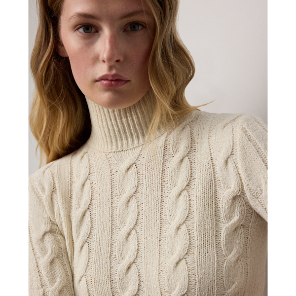 Lux Cream Silk-Blend Cropped Turtleneck Sweater Ralph Lauren Collection 6