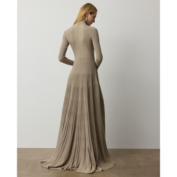 Champagne Gold Turtleneck Sweater Evening Dress Ralph Lauren Collection 5