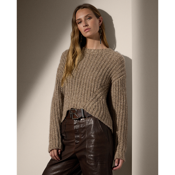 Light Truffle Multi Rib-Knit Mouliné Cashmere-Silk Sweater Ralph Lauren Collection 1