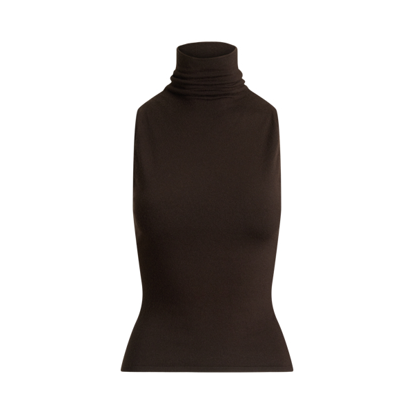 Cashmere Jersey Sleeveless Roll Neck