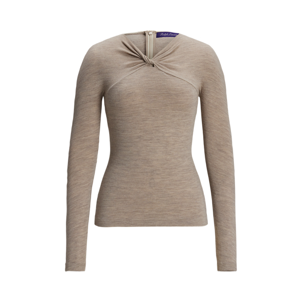 M&eacute;lange Wool Jersey Twist-Front Top