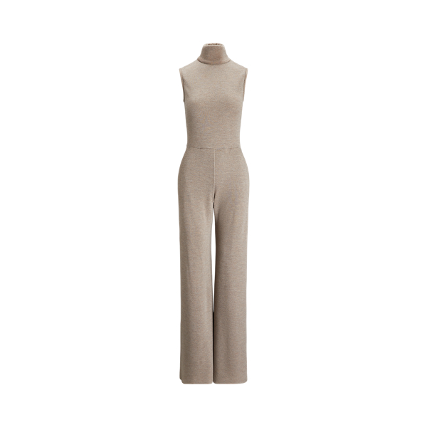 Truffle Mélange Wool Jersey Turtleneck Jumpsuit Ralph Lauren Collection 1