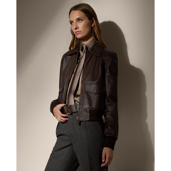 Ralph lauren ladies leather jacket deals